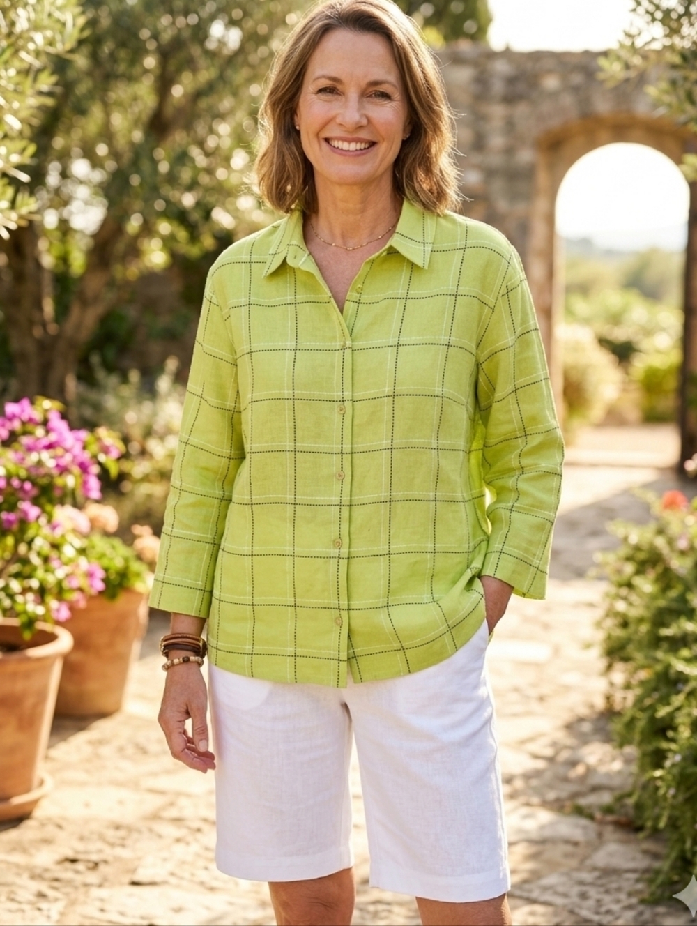 NEW Westbound Linen Button-Up Shirt/ Lightweight Jacket Size 18 Lime Green